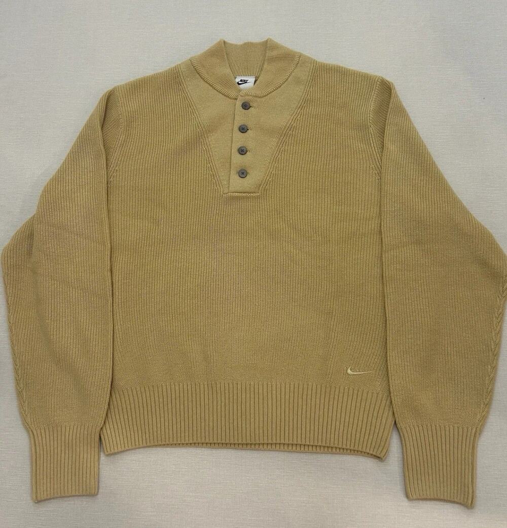 Nike Life Long Sleeve Military Henley Sweater Men’s Size Medium FN3118-252 NWT